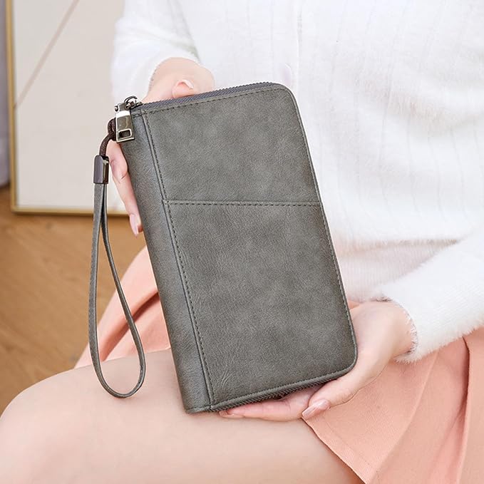 Family Passport Holder for Travel Women and Men Multiple RFID blocking Passport Holder MultiFunction Passport Wallet Passport Case Passport cover with Zipper
