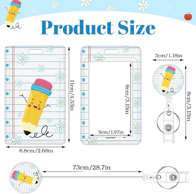 3 Set Badge Holder Retractable Reel Stationery Patterns ID Badge Holders with Clip Cute Name Badge Holders for Teacher Nurse Doctor Student Office Workers