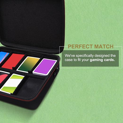 LTGEM Card Game Case Compatible with Cards Against Humanity/Magic the Gathering/UNO/Pokemen/Baseball/Football Cards 2500+, Trading Card Storage Box with 6 Dividers and Shoulder Strap, Orange
