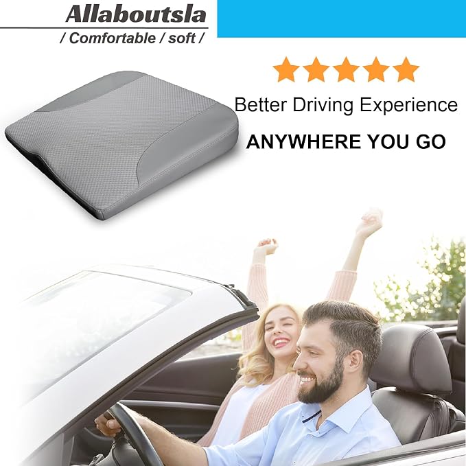 Allaboutsla Car Seat Cushion, Car Seat Cushions for Long Driving | Comfortable Memory Foam Driver Seat Cushion, Automotive Seat Cushions, Butt Pillow for Car,Truck, Office Chair, Gray