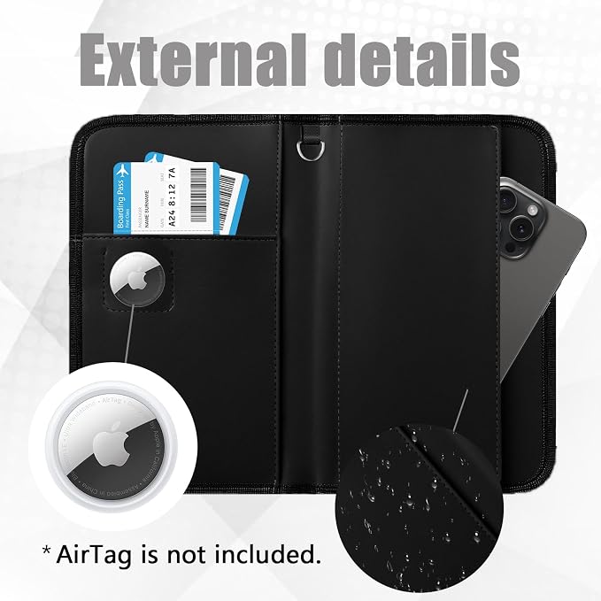 GOAUS Passport Holder for Travel with AirTag Slot, for Family of 4 to 6 | Multiple, Travel Document Organizer, Cards Cash Pockets, RFID Blocking, Waterproof, Gifts, Faux Leather, AirTag Not Included