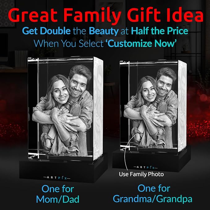 ArtPix 3D Premium Crystal Photo, Personalized Gifts for Women, Wife, Mom, Her, Him, Men, Great Customized Gift With Your Own Photo - Anniversary, Wedding, Birthday