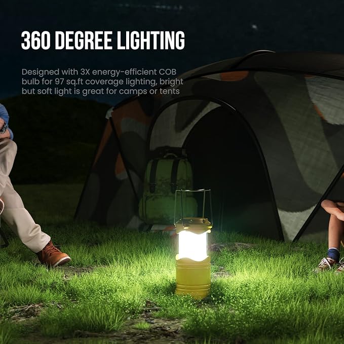 Lichamp LED Camping Lantern, 4 Pack Battery Powered Flashlight for Power Outages, Portable Collapsible Hanging Light Essential for Home, Outdoor, Emergency Lamp Survival Kit Gear for Hurricane, Yellow