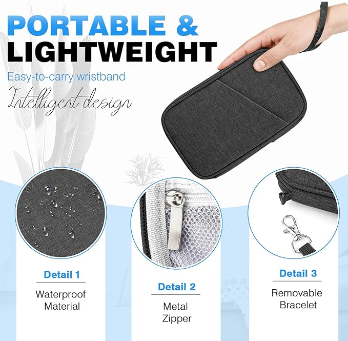 Passport Holder Family RFID Travel Document Organizer for Women Waterproof Passport Wallet Men Portable Case for Cards, Boarding Pass, ID, Money, Tickets with Zipper