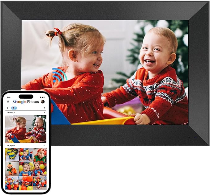 Cozyla Frame: 10.1" WiFi Digital Picture Frame with No Subscription & Unlimited Storage, Support Long Video, Electronic Photo Frame Gift for Family, Share Picture via Google Photos, App, Email, Web