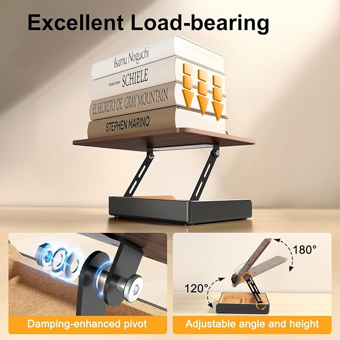 Book Stand with Storage, Book Holder for Reading Hands Free | Wooden Cookbook Stand for Kitchen Counter, Adjustable Reading Stand for Desk, Recipe Stand, Book Prop for Book Lovers