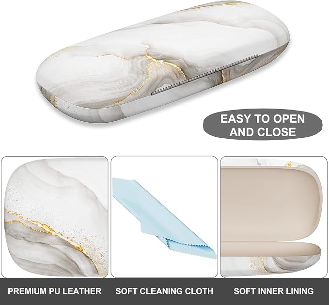 Eyeglasses Case, Portable Hard Shell Protective Case for Glasses, Eyeglass Holder Box for Women with Cleaning Cloth