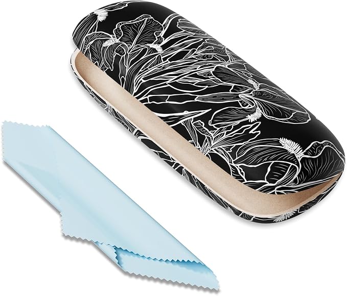 Eyeglasses Case, Portable Hard Shell Protective Case for Glasses, Eyeglass Holder Box for Women with Cleaning Cloth