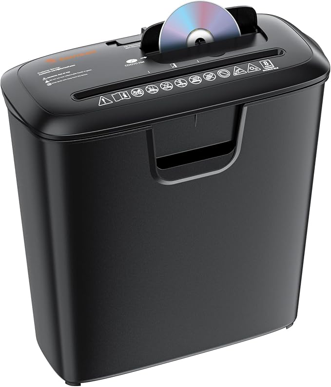 Bonsaii 8-Sheet Strip Cut Paper Shredder for Home, Shred CDs & Credit Cards | 3.4-Gal Wastebasket with Transparent Window, Overheat Protection, Small Shredder for home use,portable shredder, S120-C