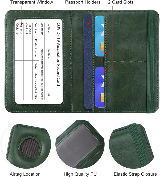 ILIYAH-Passport Cover-Passport Holder Travel Wallet-RFID Blocking Passport Case Travel Accessories Card Holder Wallet Unisex Travel Gifts (Pure Green)