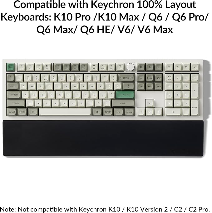 Silicone Wrist Rest for Keychron K10 Pro / K10 Max/ K10 HE / Q6 / Q6 Pro / Q6 Max / Q6 HE / V6 / V6 Max, 17.6" Non-Slip Palm Rest, 100% Full-Sized Mechanical Keyboards Support with Typing Pain Relief
