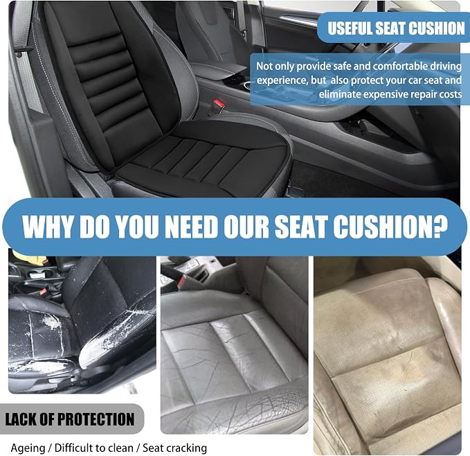 Car Seat Cushion, Memory Foam Cushion with Back Support, Black | Seat Cushion for Full Back and Seat, Ideal for Car Seat Driver, Office Chair, Wheelchair and Back Pain Relief