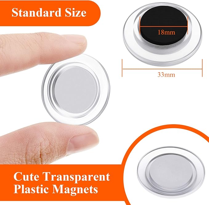 Outus 45 Pieces Clear Round Whiteboard Magnets 3 cm Refrigerator Magnets Dry Board Mini Fridge Teacher Supplies for Home Offices