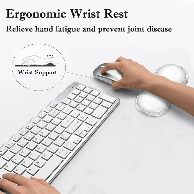 Update Gel Keyboard Wrist Rest & Mouse Wrist Rest Set – Silicone Wrist Support Pad for Pain Relief, Effortless Typing, Gaming, Computer, Laptop, Office – Anti-Slip Base, Easy to Clean
