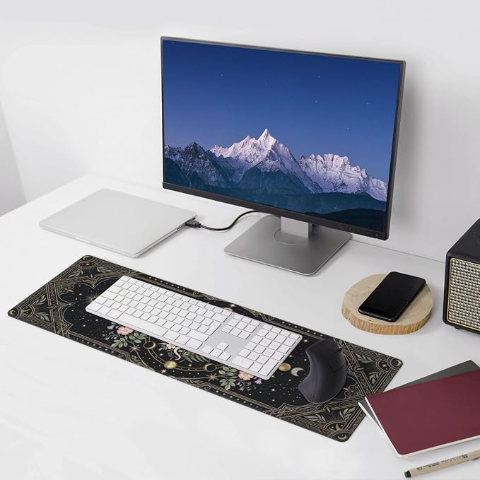 Mysterious Snake Gaming Mouse Pad Large Extended Desk Mat Non-Slip Rubber Base Keyboard Pad with Stitched Edges for Office Gaming 31.5x11.8 in