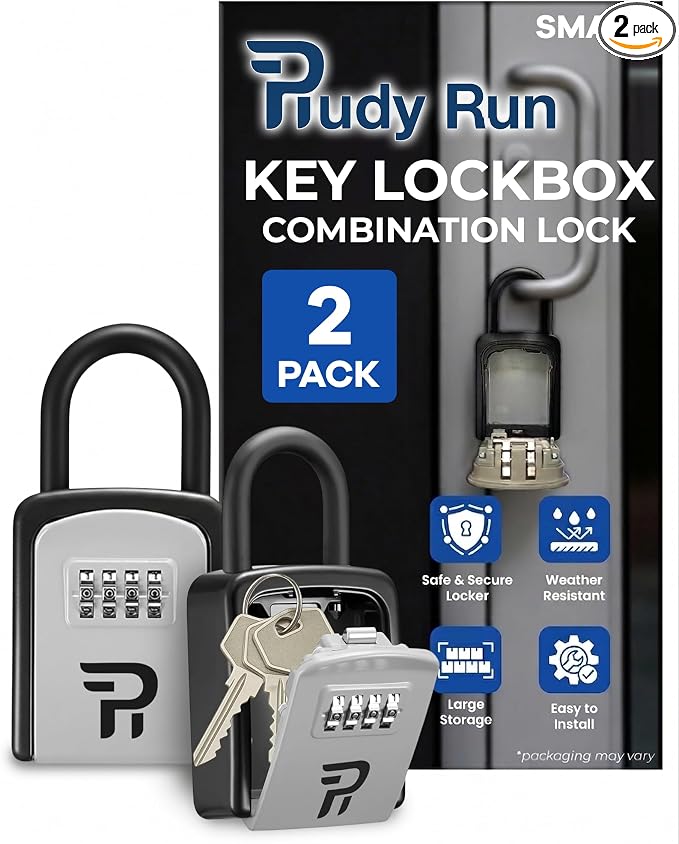 Key Lock Box for Outside – Small Outdoor Lockbox for Keys with Code, 4-Digit Combination Hidden Safe to Hide a Key Outside, Portable Safe Key Storage, 5.78 in, 2 Packs
