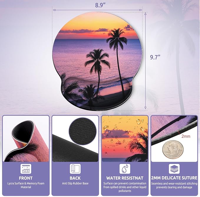 KONVINIT Ergonomic Mouse Pad with Wrist Rest, Small Mousepad with Non-Slip Rubber Base and Smooth Surface, Sunset Mouse Pads for Desk, Office Desk Accessories