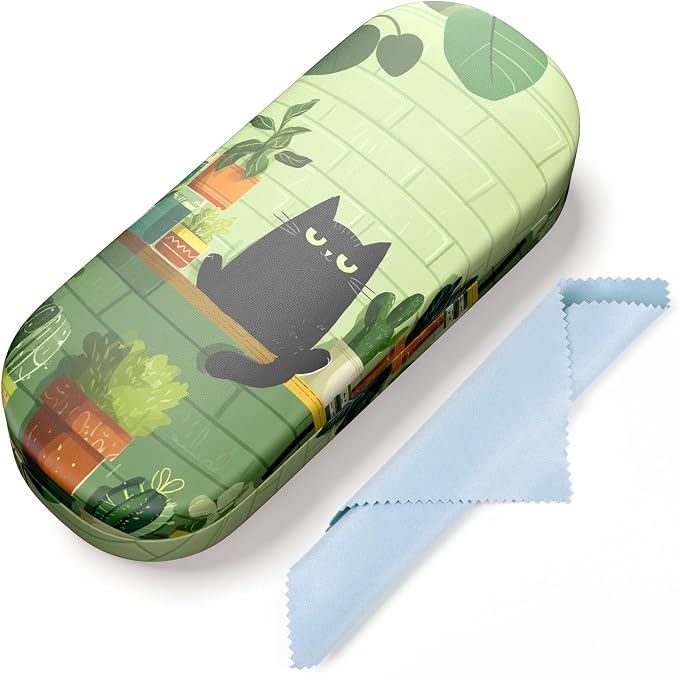 Hard Shell Leather Sunglasses Case,Classic Fashionable Cute Large Glasses Case for Women Men,Sunglass Eyeglasses