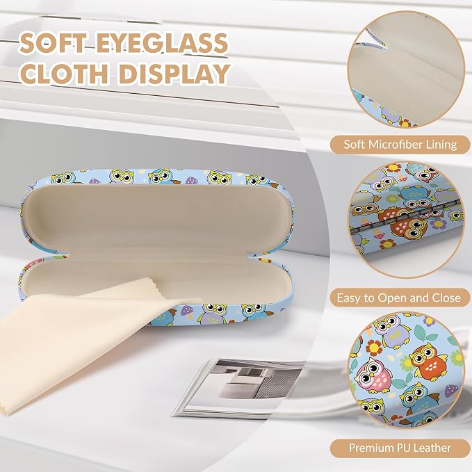 Glasses Case Hard Shell,Portable Protective Eyeglasses Case, Eyeglass Holder Box with Cleaning Cloth, for men women
