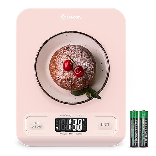 Etekcity Food Kitchen Scale, Digital Grams and Ounces, Medium | Tare function, ideal for baking, weight loss, keto, meal prep, packages, liquids and jewelry, Pink