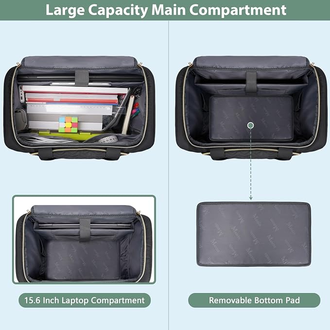 MATEIN Rolling Laptop Bag for Women, 15.6 Inch Teacher Tote Bag with Wheels | Detachable Cart, with Insulated Lunch Box, Computer Bag, Rolling Briefcase for Nurse Work Business Office