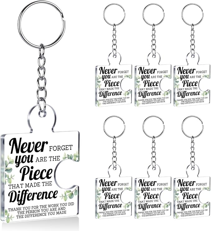 Team Appreciation Gifts Bulk Thank You Keychains for Coworkers | Gift Set for Employee, Staff, Teachers, Teamwork Puzzle Piece Keyring, Acrylic