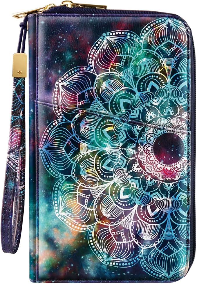 Family Passport Holder Wallet RFID Blocking Document Organizer | PU Leather Mulit-purpose Travel Wallet Credit Cards Case for Women Men, White Daisy
