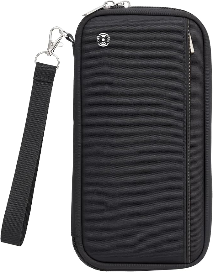 WALNEW Passport Holder Travel Family for 10, RFID Blocking Passport Wallet | Travel Documents Organizer with Zipper, for Cards, Cash, Boarding Passes, Tickets, International Travel Essentials