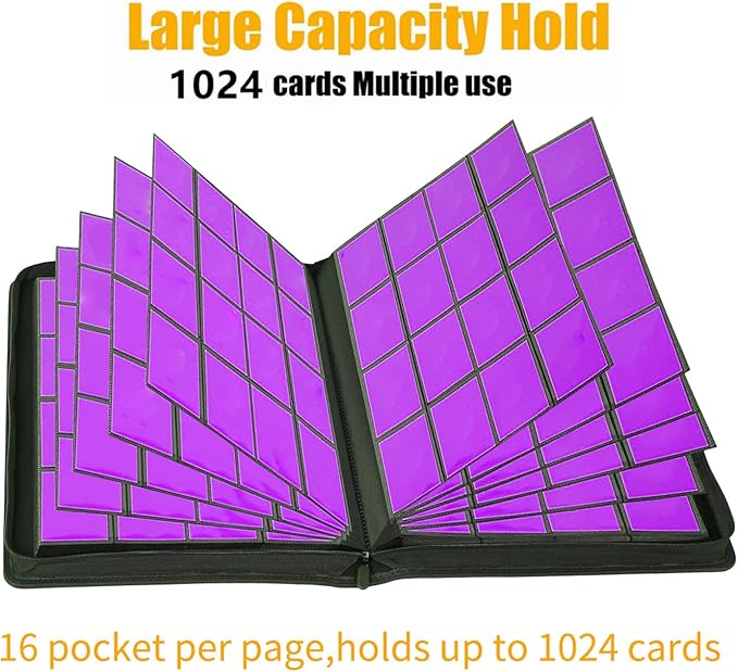 1000+ Pockets Trading Card Binder, 16 Pocket Ringless Side Loading Card Holder Album, Trading Card Album Fit for YuGiOh, MTG, TCG, Game Cards, Sports Cards, Business Cards (White)
