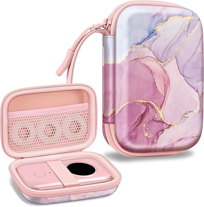 FINTIE Label Maker Case Compatible with Phomemo D30 D35, NELKO P21, SUPVAN E10, NIIMBOT D11 D110, JADENS D110, ORGSTA S001 - Portable Shockproof Hard Shell Label Printer Carrying Cover, Dreamy Marble