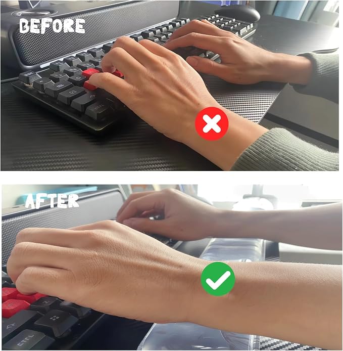 Gel Wrist Rest for Keyboard,Office & Gaming,White Silicone 2-Piece Set | Clear white silicone gel, office/gaming,60%/68%/75% keyboards,mouse rest,cooling,non-slip, easy cleanErgonomically designed