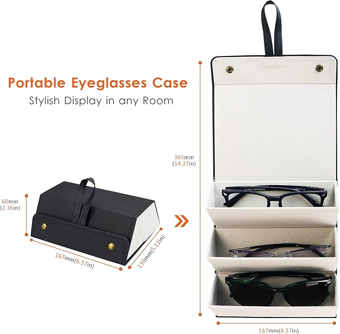 LifeArt Eyeglass Case Hard Shell, Portable Sunglass Case, Fashionable PU Leather Eyeglass Case, Lightweight