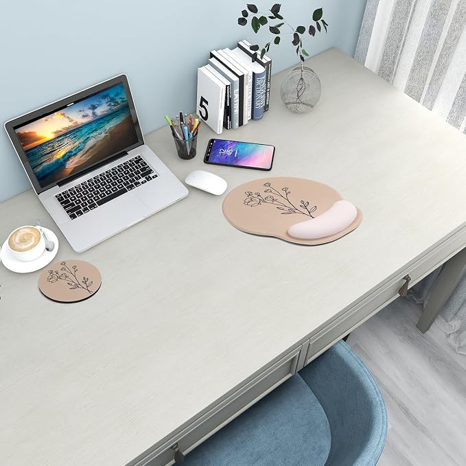 Ergonomic Mouse Pad with Wrist Rest Support,Gel Mouse Pads for Desk | Big Mousepad With Coaster Non-slip & Pain Relief for Computer, Home&Office Desk Decor