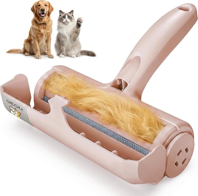 ORDORA Pet Hair Remover Roller, Reusable Lint Roller for Dog and Cat Hair | Portable Pet Hair Roller with Large Fur Bin for Couches, Bedding, Car, Rugs & Furniture, No Refills or Batteries, Pet Homes