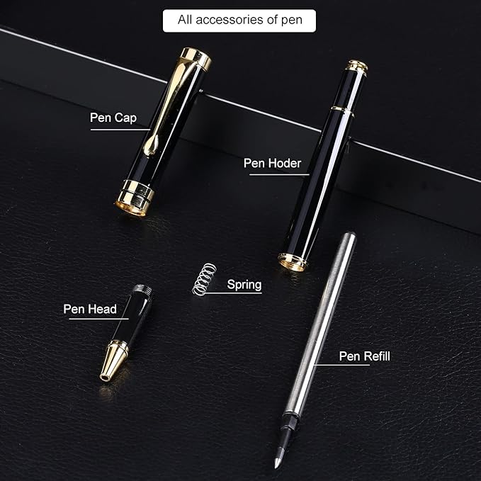 YIVONKA Luxury Ballpoint Pens Best Ball Pen Gift Set for Men & Women Professional Executive Office Nice BallPens Classy Gift Box Ballpoint Black Refill Line width 0.5mm (2 black)