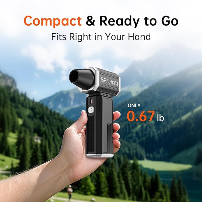 Powerful Air Duster 300000RPM, Handheld Office Duster Blower Replaced Can of Air, Rechargeable Durable Small Blower for PC Gamers, Barber, Laptop & Snow Removal, Birthday Gifts for Dad