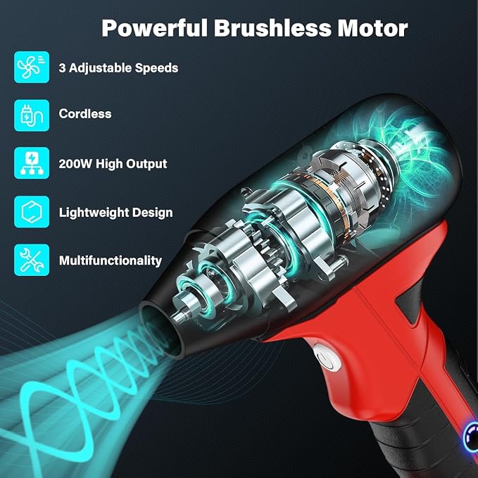 Mini Jet Dry Blower, 130000 RPM 4-Speed Adjustable Air Duster, Cordless Turbo Fan Compatible for Craftsman 20V V20 Battery, Portable Handheld Blower for Car, Computer, Keyboard & Garden Cleaning