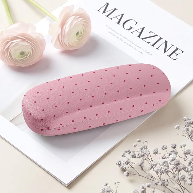 Glasses Case Hard Shell, Cute Sunglasses Case for Women Leather Protective Case for Eyeglass with Cleaning Cloth