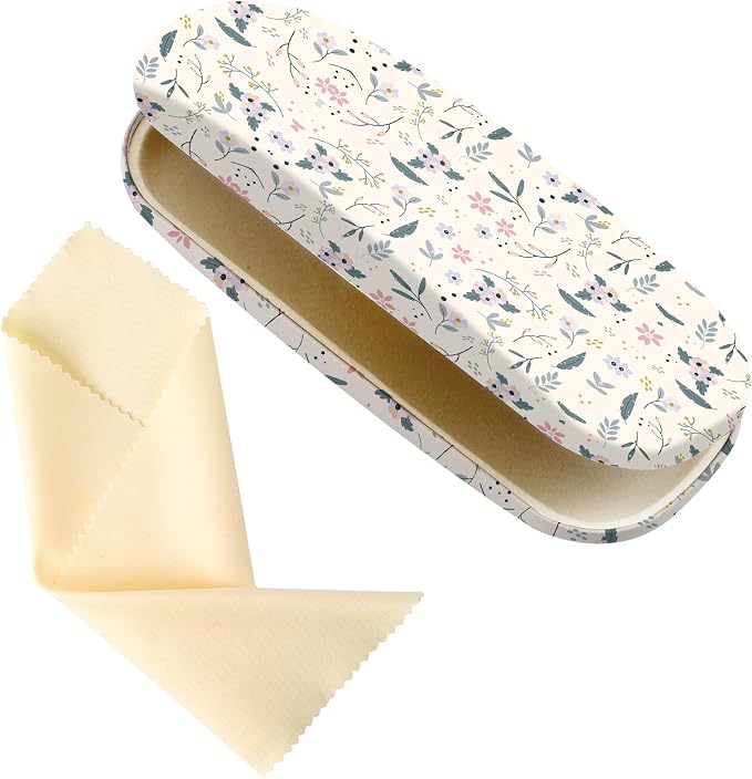 Glasses Case Hard Shell,Portable Protective Eyeglasses Case, Eyeglass Holder Box with Cleaning Cloth, for men women