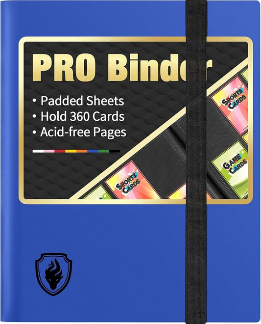 Heavy Duty Card Binder, Fabmaker 9 Pocket Trading Card Binder Holds 360 Cards, Sleek Side-Loading Card Album, Sturdy Card Collection Folder for Game Cards, Sport Cards, Blue