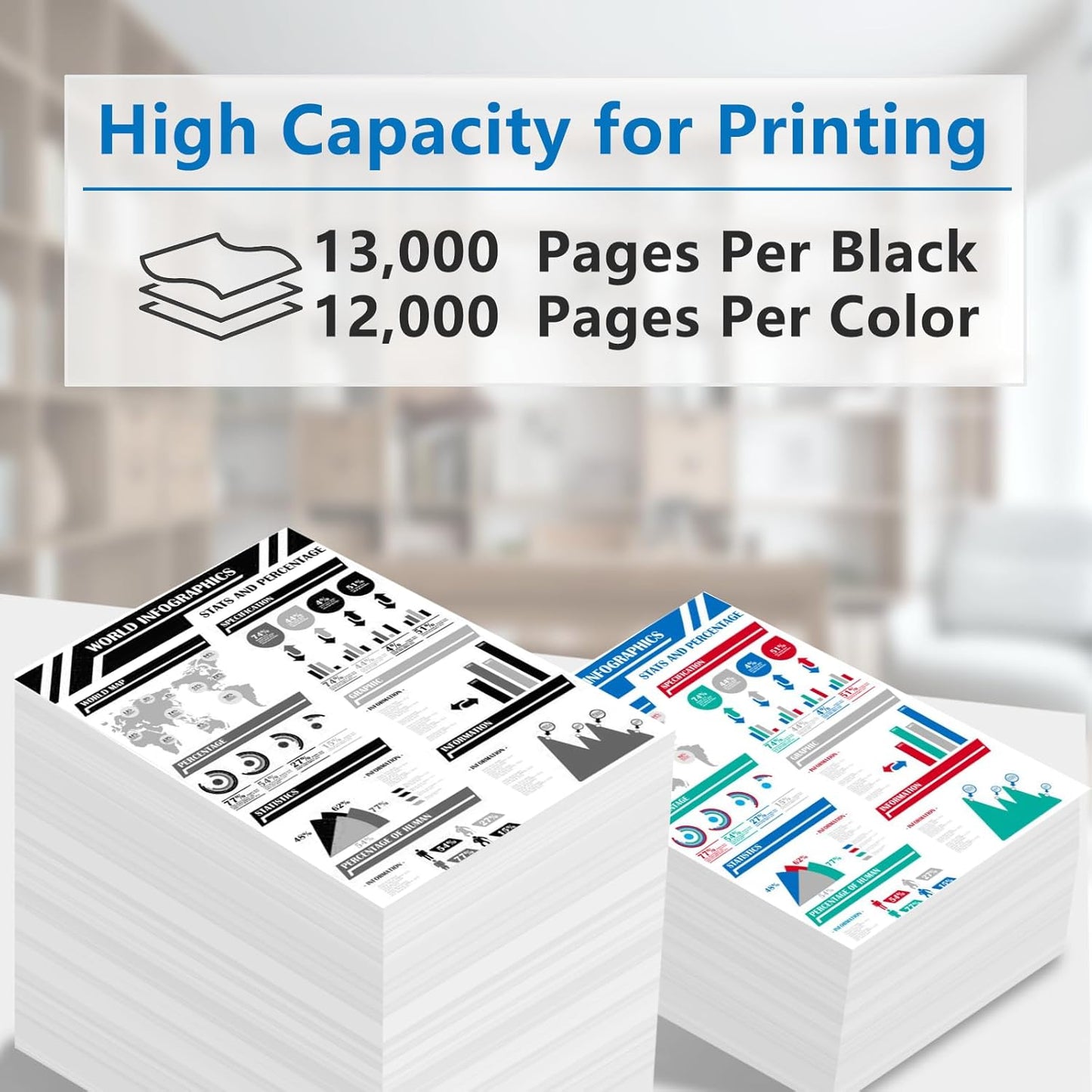 T10 T10L High-Capacity Toner Cartridge Replacement for Canon T10 T10L Toner (with New Chip) for Color imageCLASS X LBP1538C MF1538C C1533P C1538P C1538iF Printers(4 Pack)