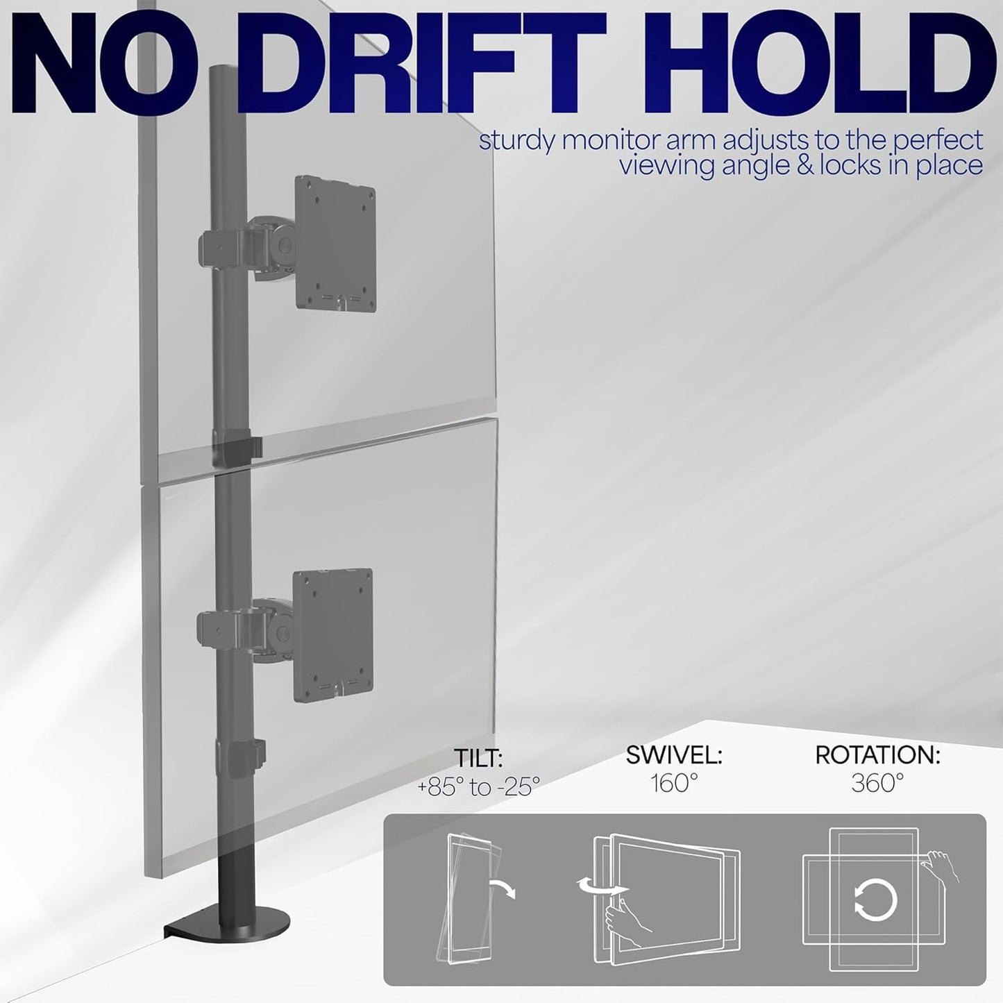 VIVO Dual Vertically Stacked Ultra-Wide Monitor Desk Mount for up to 49 inch Ultrawide Screens, Extra Tall Heavy Duty Adjustable Stand Holds 44 lbs Per Screen, Black, STAND-V202R