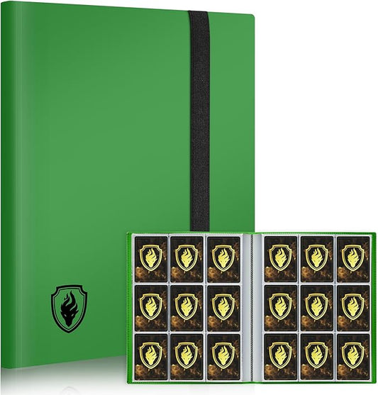 Card Binder 9 Pocket, Fabmaker 396 Pockets Trading Card Binder, Premium Collector Card Album for Standard Cards, Side Loading Card Collection Folder for Game Cards, Sport Cards, Green