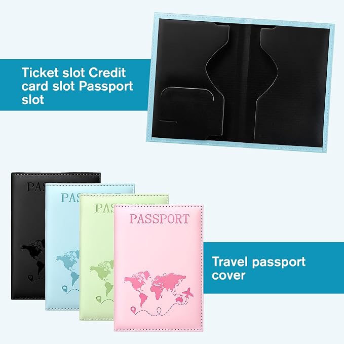 4 Pcs Passport Holder For Travel, Passport Covers Wallet Cover Case, Porta Pasaporte Sleeve Blocking Leather Travel Accessories For Women And Men