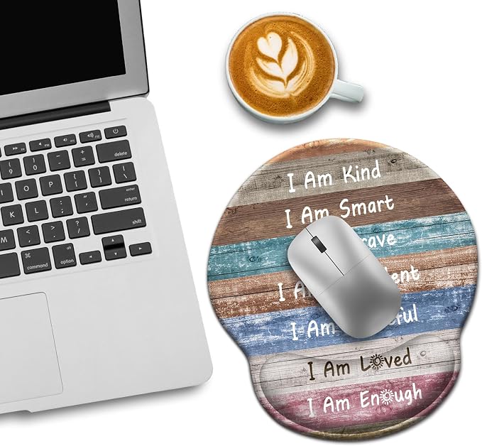 LIMKRIAN Inspirational Ergonomic Mouse Pad with Wrist Rest, 9.8 x 8.6 in | Comfort Gel Wrist Support, Non-Slip PU Base, Mouse Pads for Desk, Motivational Office School Supplies Desk Decor Accessories