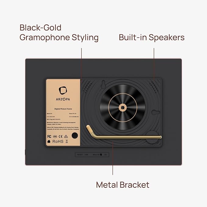 ARZOPA D10 Metal Digital Picture Frame Free Cloud Storage No Subscription 10.1" HD Anti-Glare Touchscreen Instant Photo & Video Sharing from Phone Ideal for Thoughtful Gifting Exquisite - Rose Gold