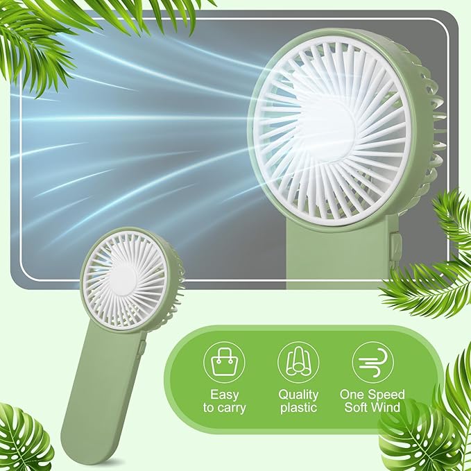 Sumind 12 Pcs Small Personal Portable Fan Mini Handheld Bulk 1 Speed Electric Cute Battery Powered for Neck Lash Makeup Women Men Travel Camping Indoor Outdoor Summer (Green)