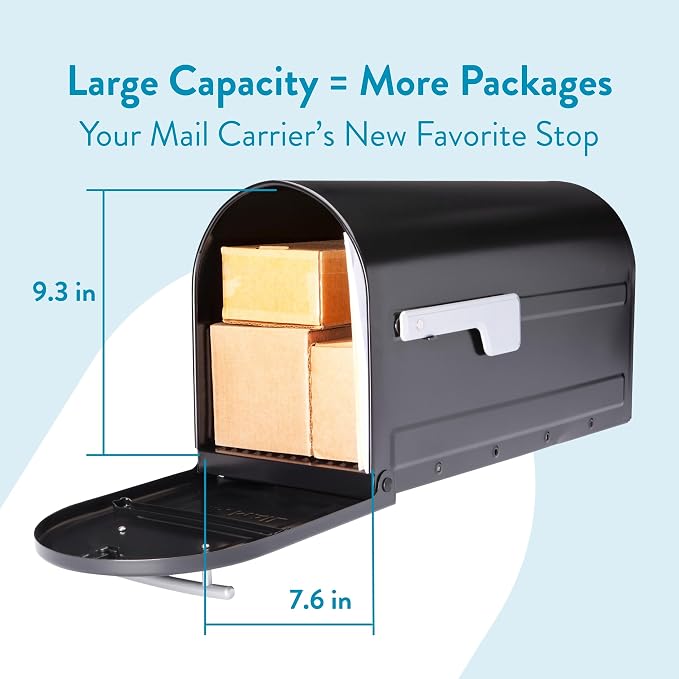 Architectural Mailboxes 7900-7B-SR-10 Boulder Postmount Mailbox, Large, Black