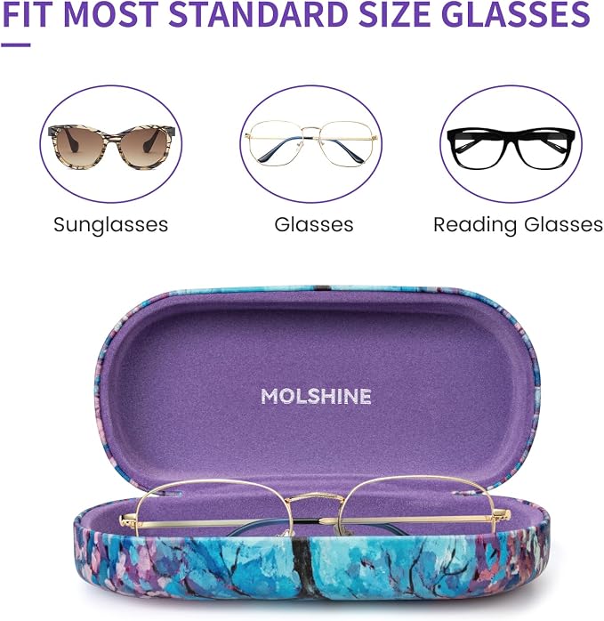 molshine Hard Shell Sunglasses Case,Classic Large Glasses Case for Women Men,Sunglass Eyeglasses