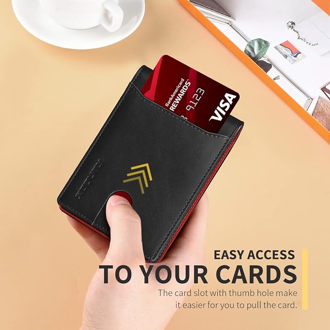 RUNBOX Wallet for Men, Slim Leather Bifold, RFID Blocking Card Holder | Minimalist Front Pocket Design, Credit Card Organizer, Holds 11 Cards, Large Capacity, Thin Profile, Birthday Gifts for Men